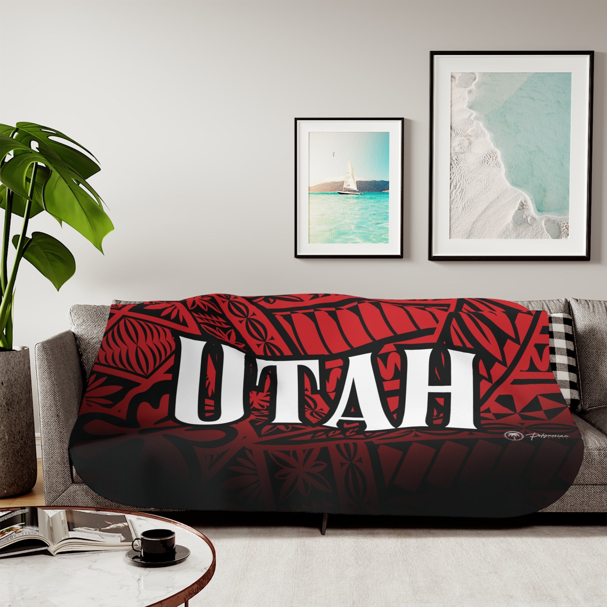 Utah Red and Black Premium Sherpa Blanket 60x80