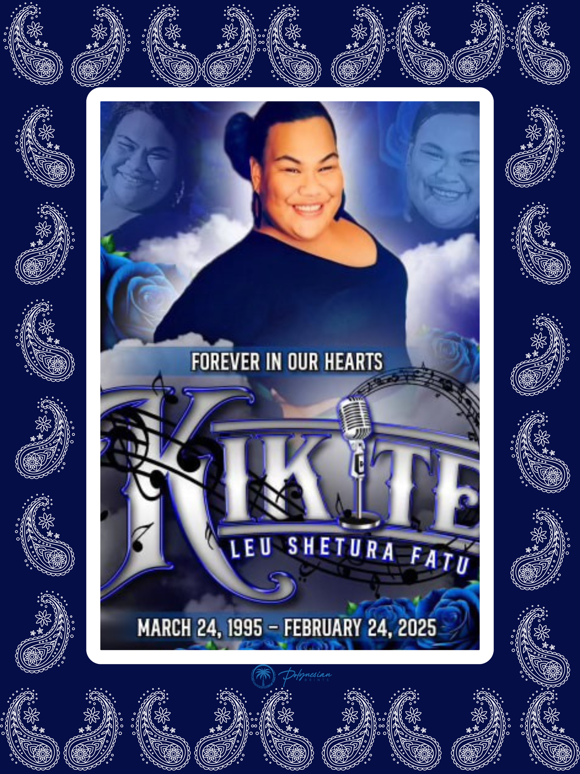 Blue Bandana Funeral Picture Quilt