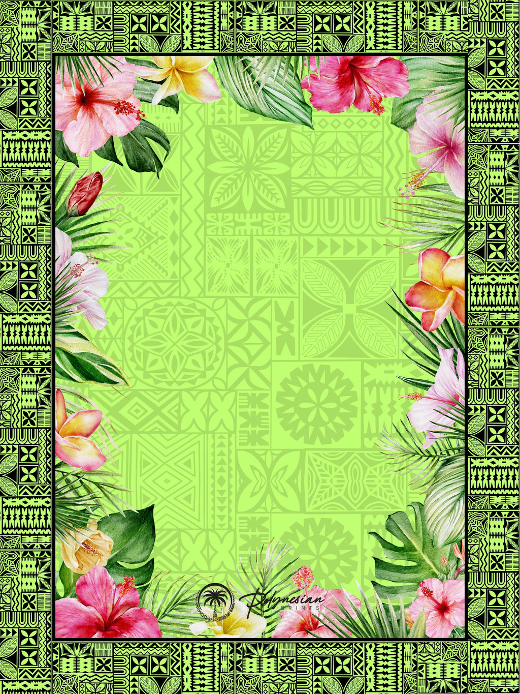 🌺 Blank Floral Borders with Polynesian Tribal Designs