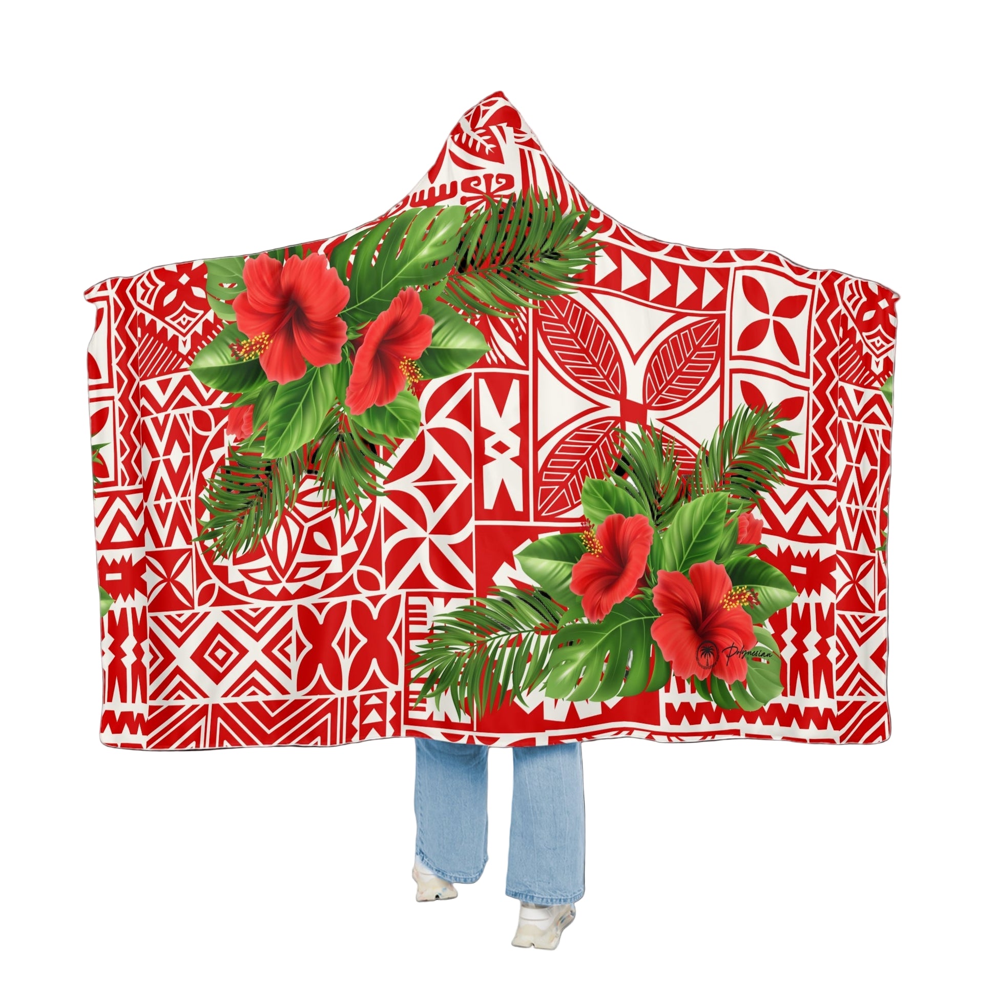 Hawaiian Red Hooded Blanket