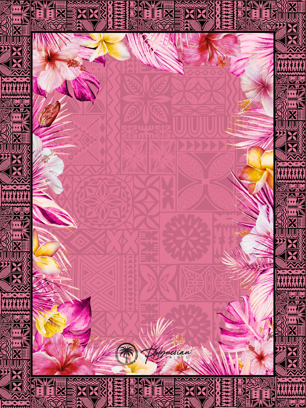 🌺 Blank Floral Borders with Polynesian Tribal Designs