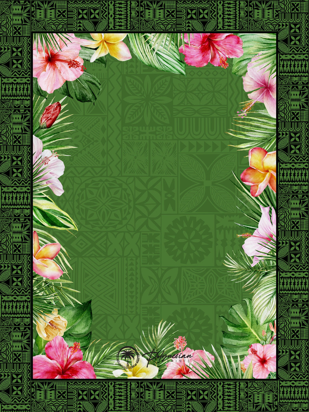 🌺 Blank Floral Borders with Polynesian Tribal Designs