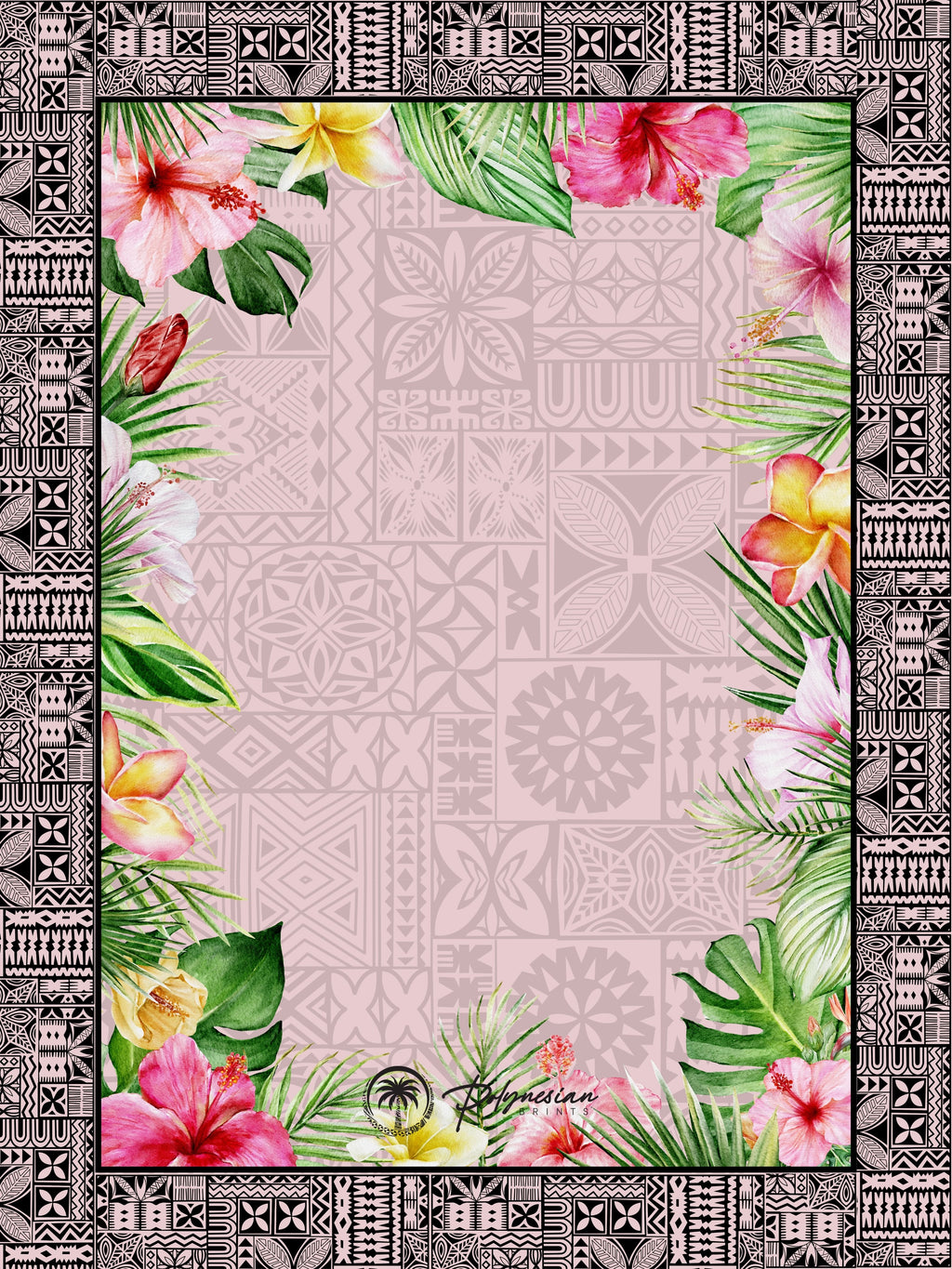 🌺 Blank Floral Borders with Polynesian Tribal Designs