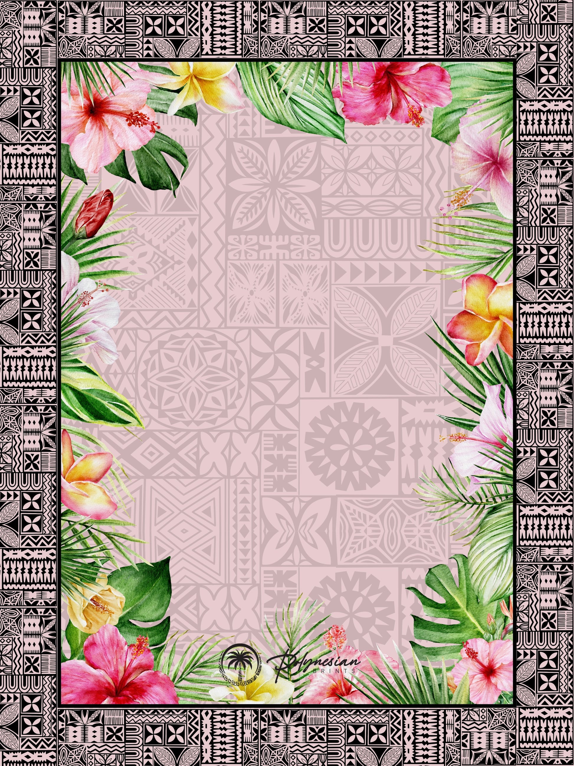 🌺 Blank Floral Borders with Polynesian Tribal Designs