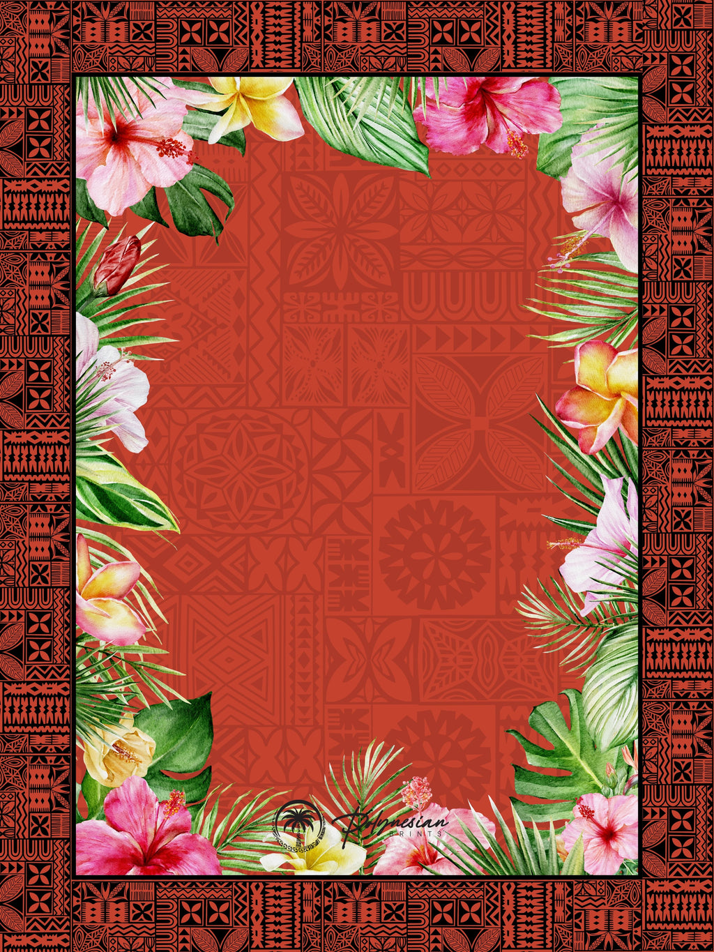 🌺 Blank Floral Borders with Polynesian Tribal Designs