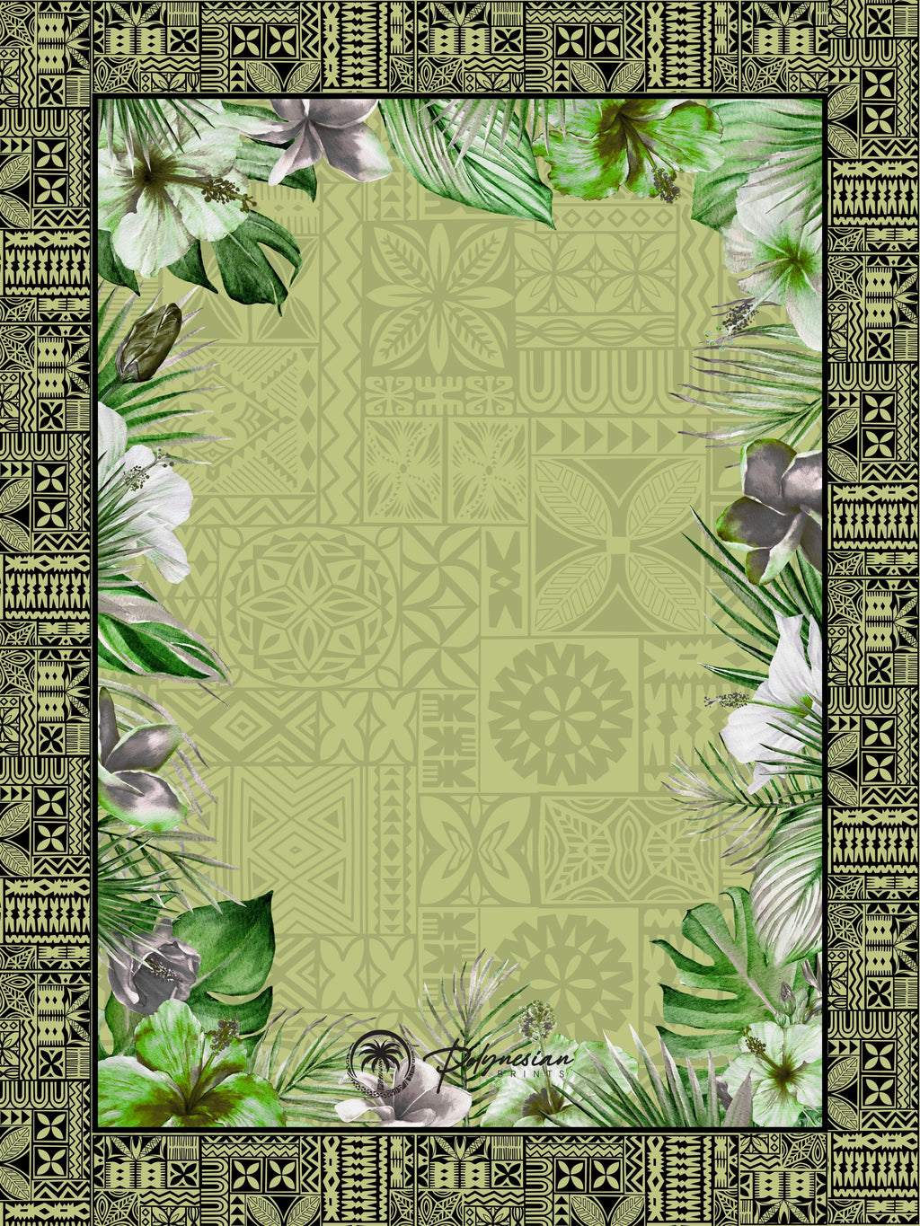 🌺 Blank Floral Borders with Polynesian Tribal Designs