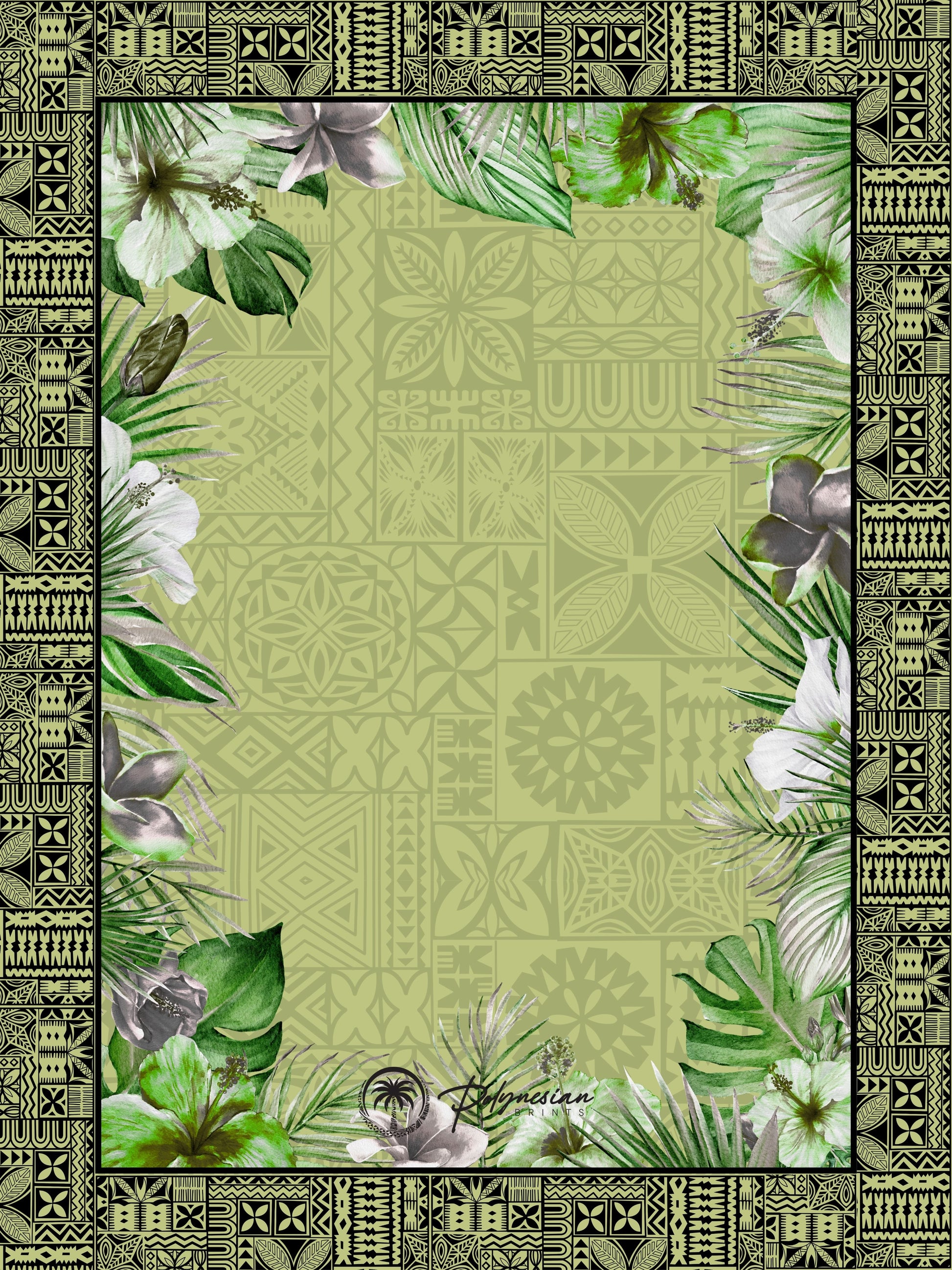 🌺 Blank Floral Borders with Polynesian Tribal Designs