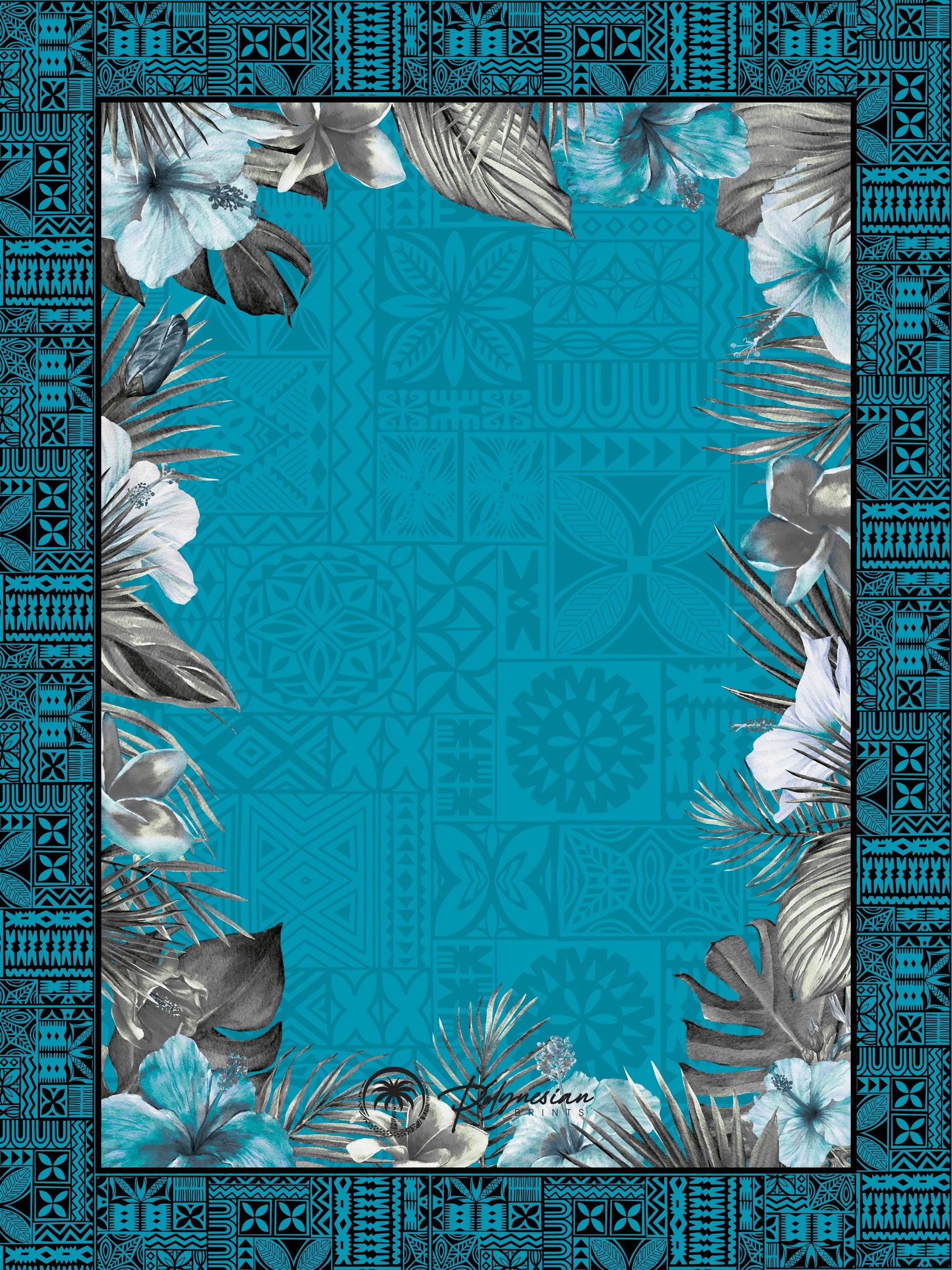 🌺 Blank Floral Borders with Polynesian Tribal Designs