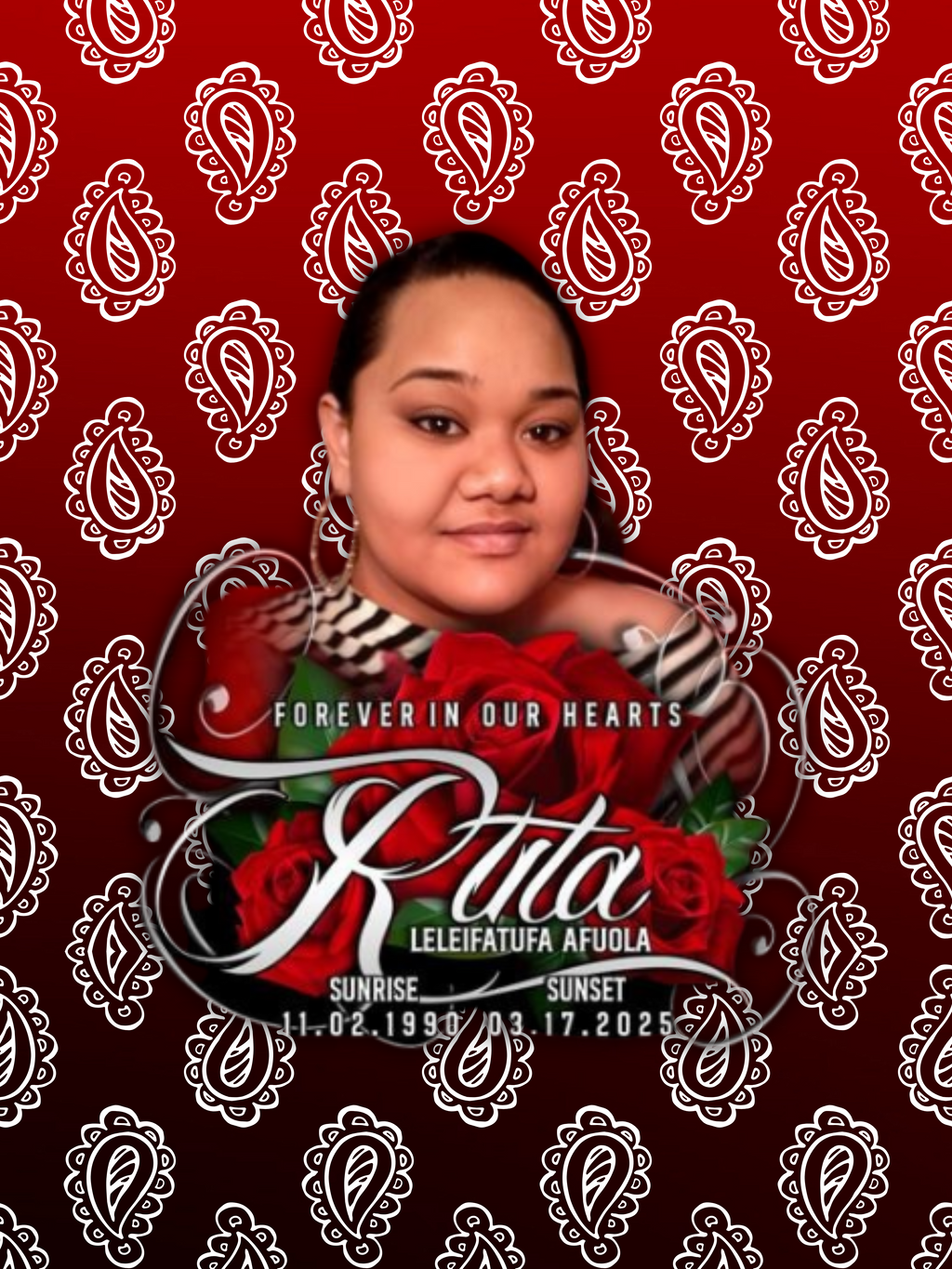 Red Bandana Funeral Picture Quilt