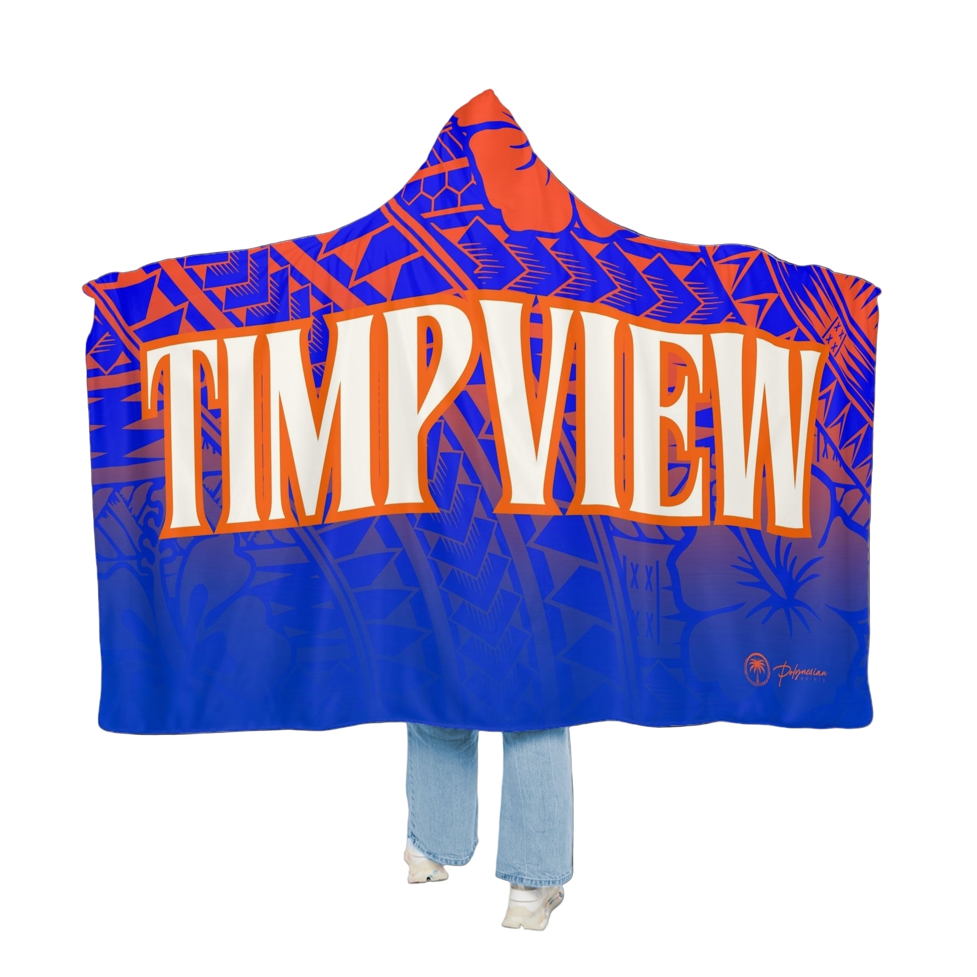Orange & Blue Timpview Sherpa Hooded Blanket (60x80)