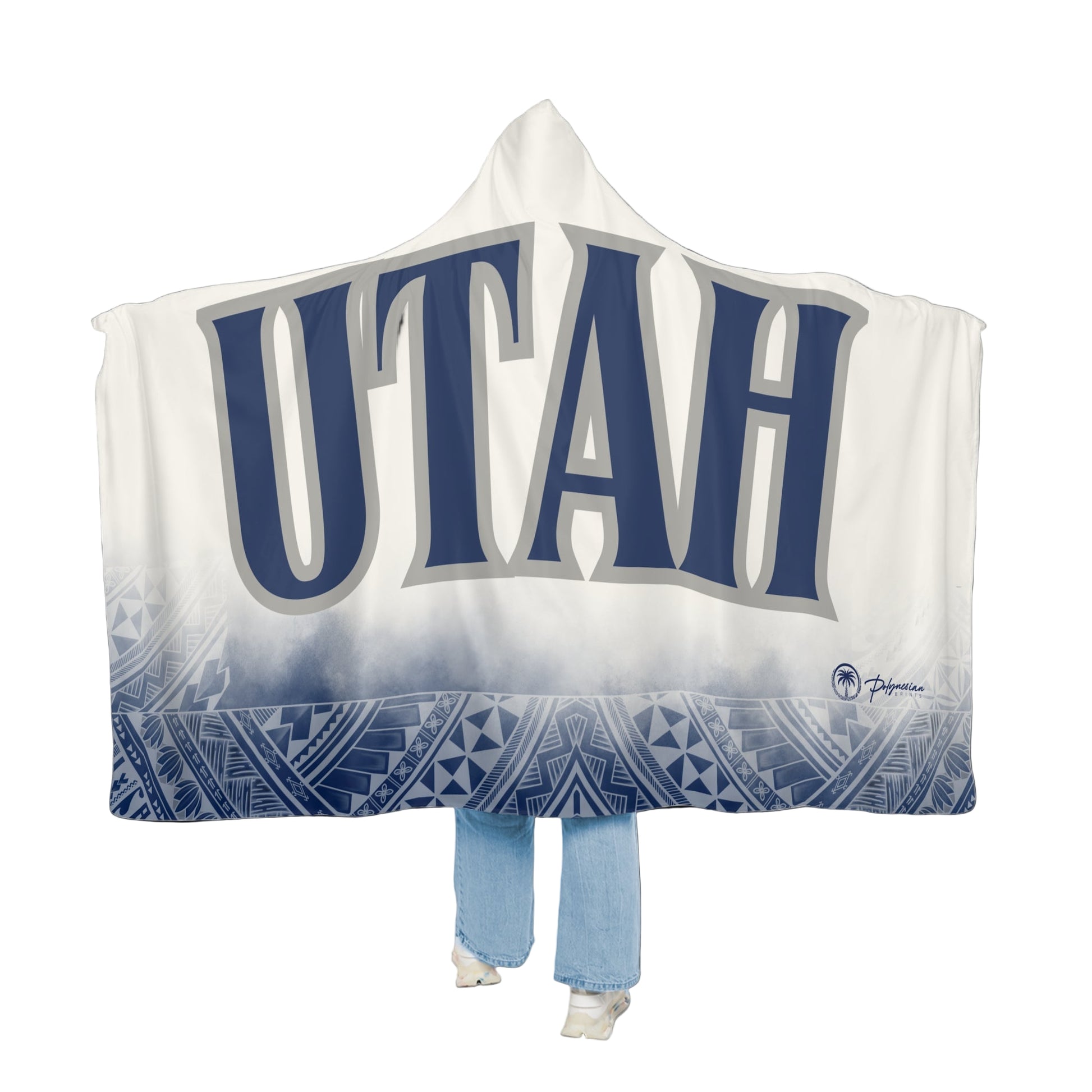 Utah Navy Blue and White Hooded Blanket