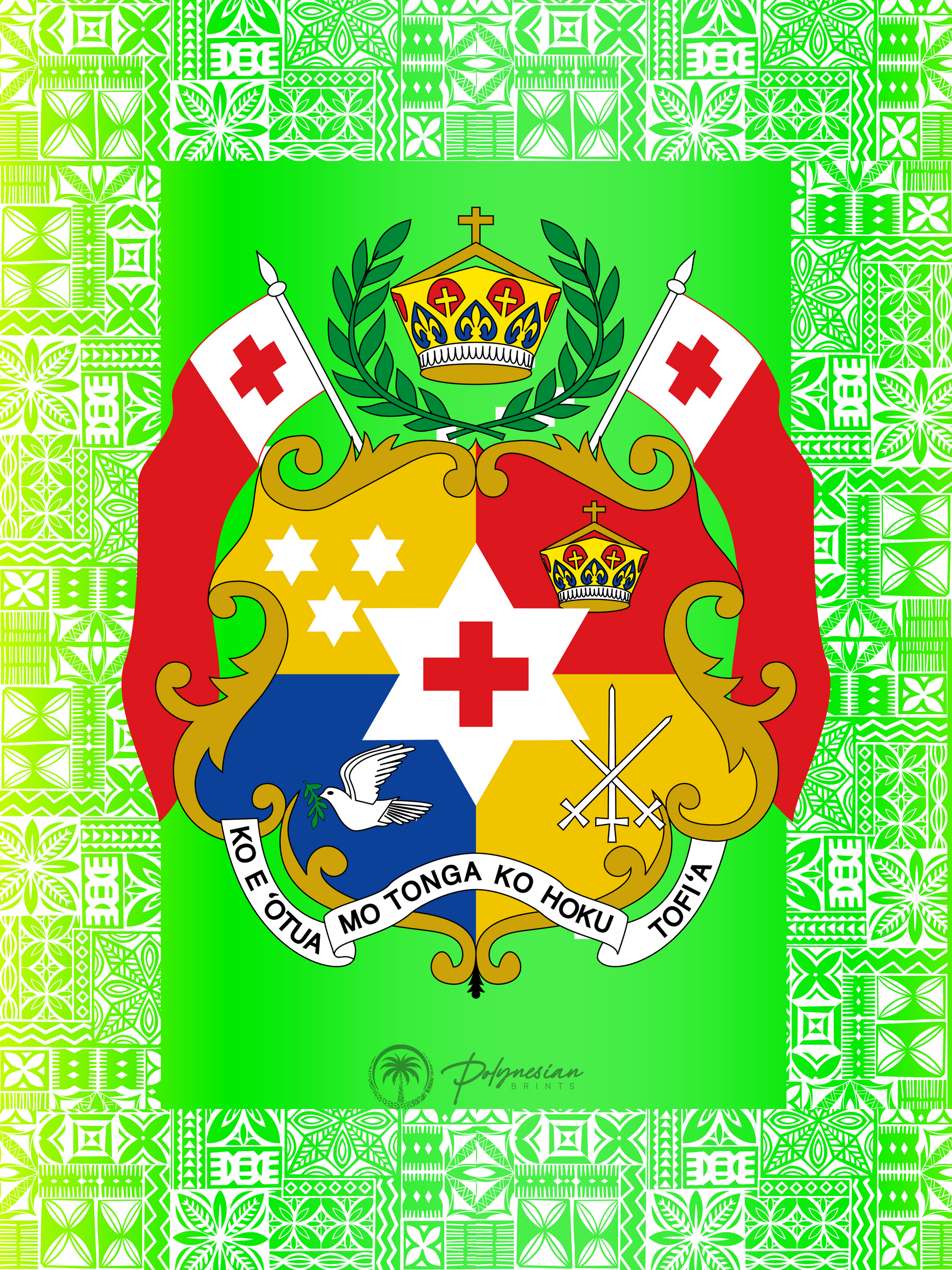 Neon Green Tonga Sila – White Polynesian Tribal