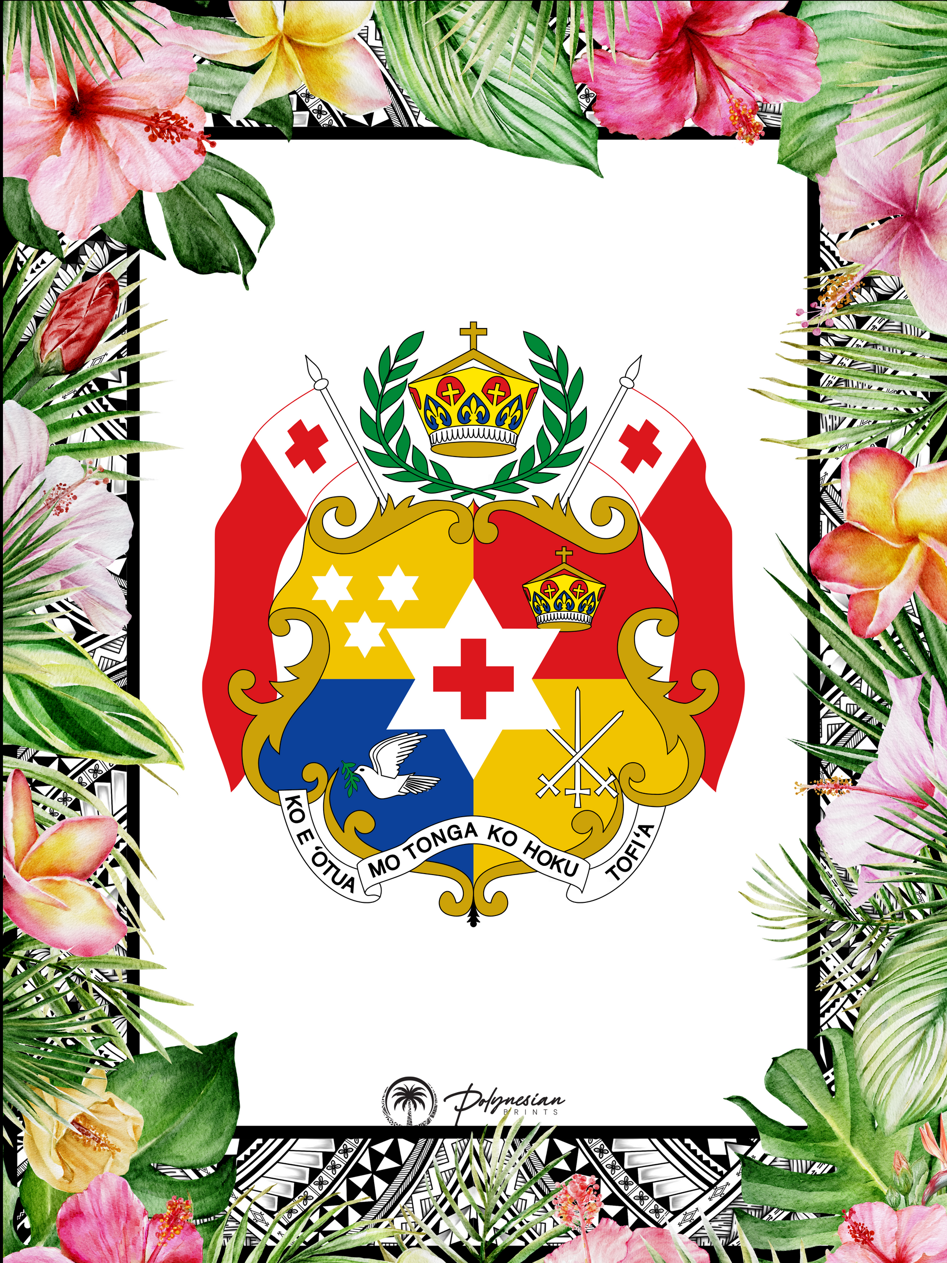 Black & White Tonga Sila Monomono – Tropical Pink Accents