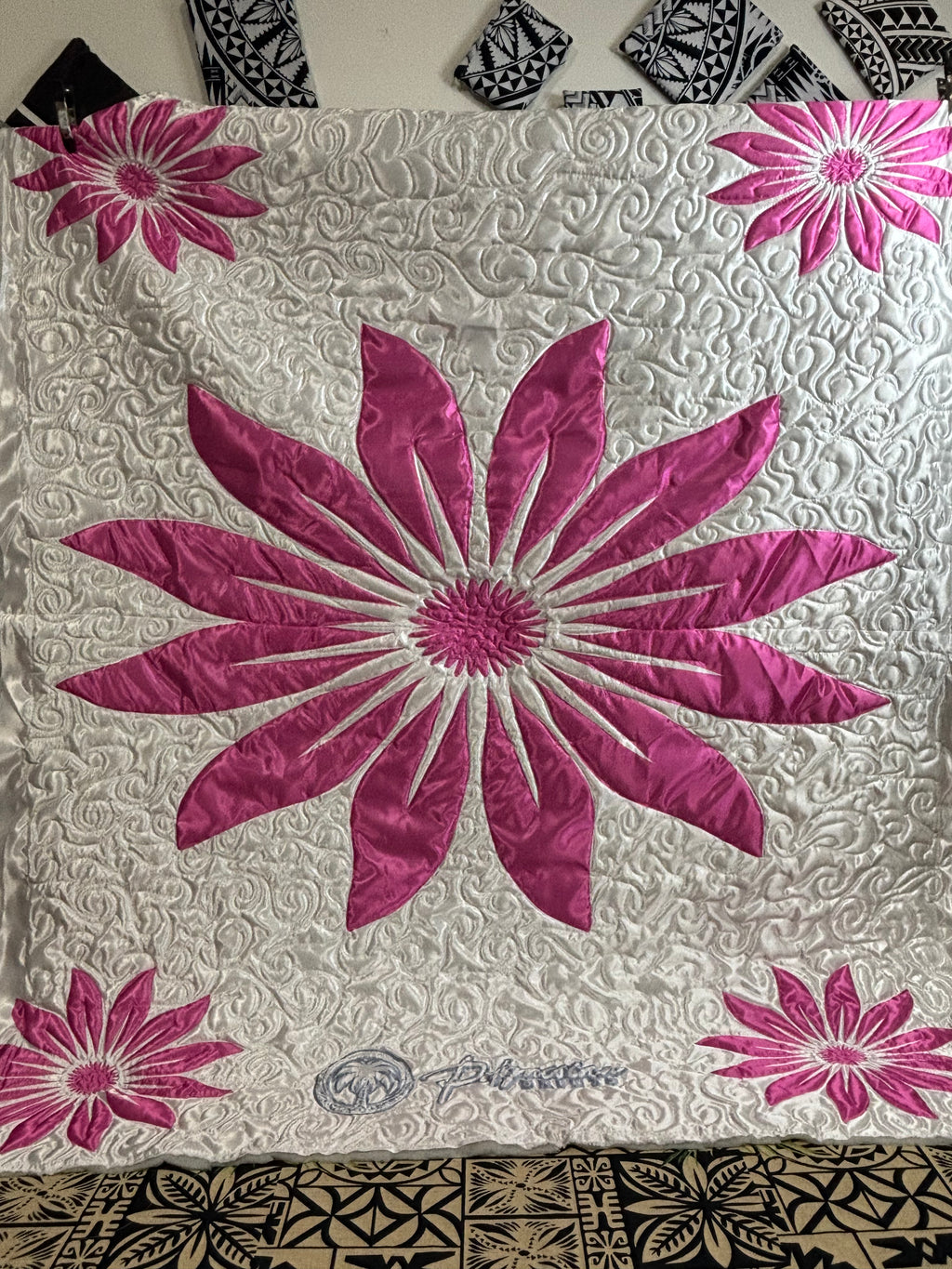 Hot Pink Hawaiian King-Size Quilt