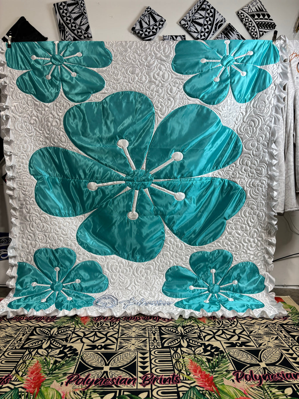 Teal Hawaiian Quilt Monomono