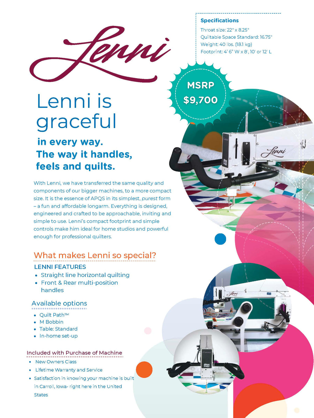 LENNI Longarm Quilting Machine