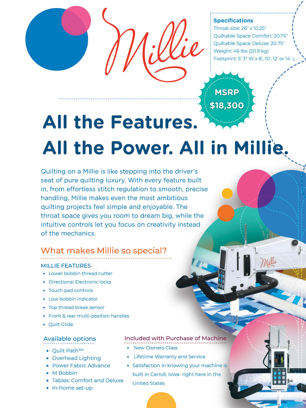 MILLIE Longarm Quilting Machine