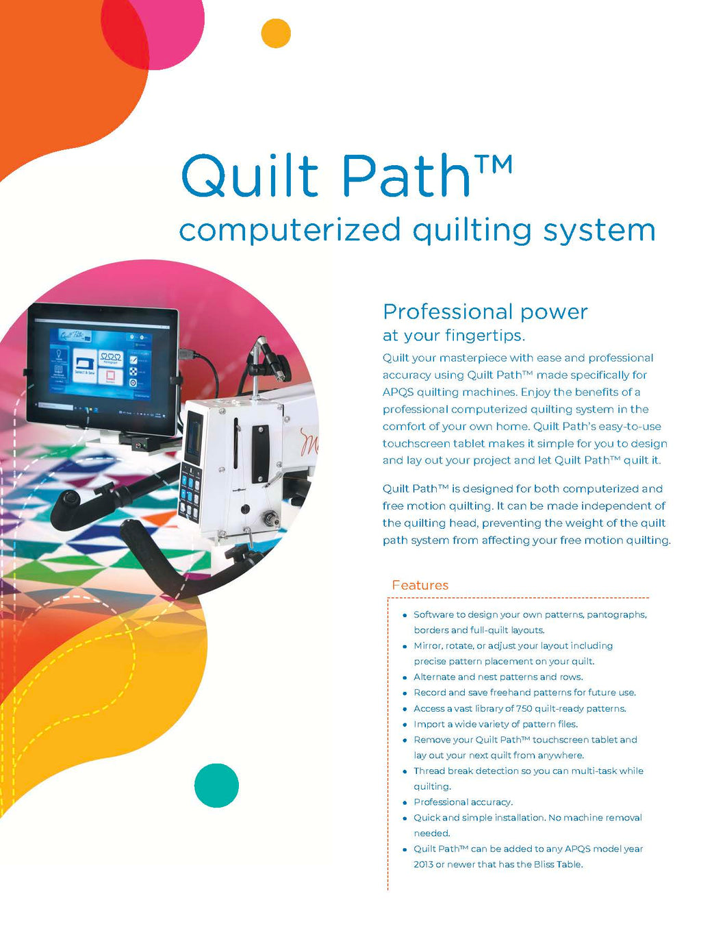 Quilt Path PRO Computerized Quilting System