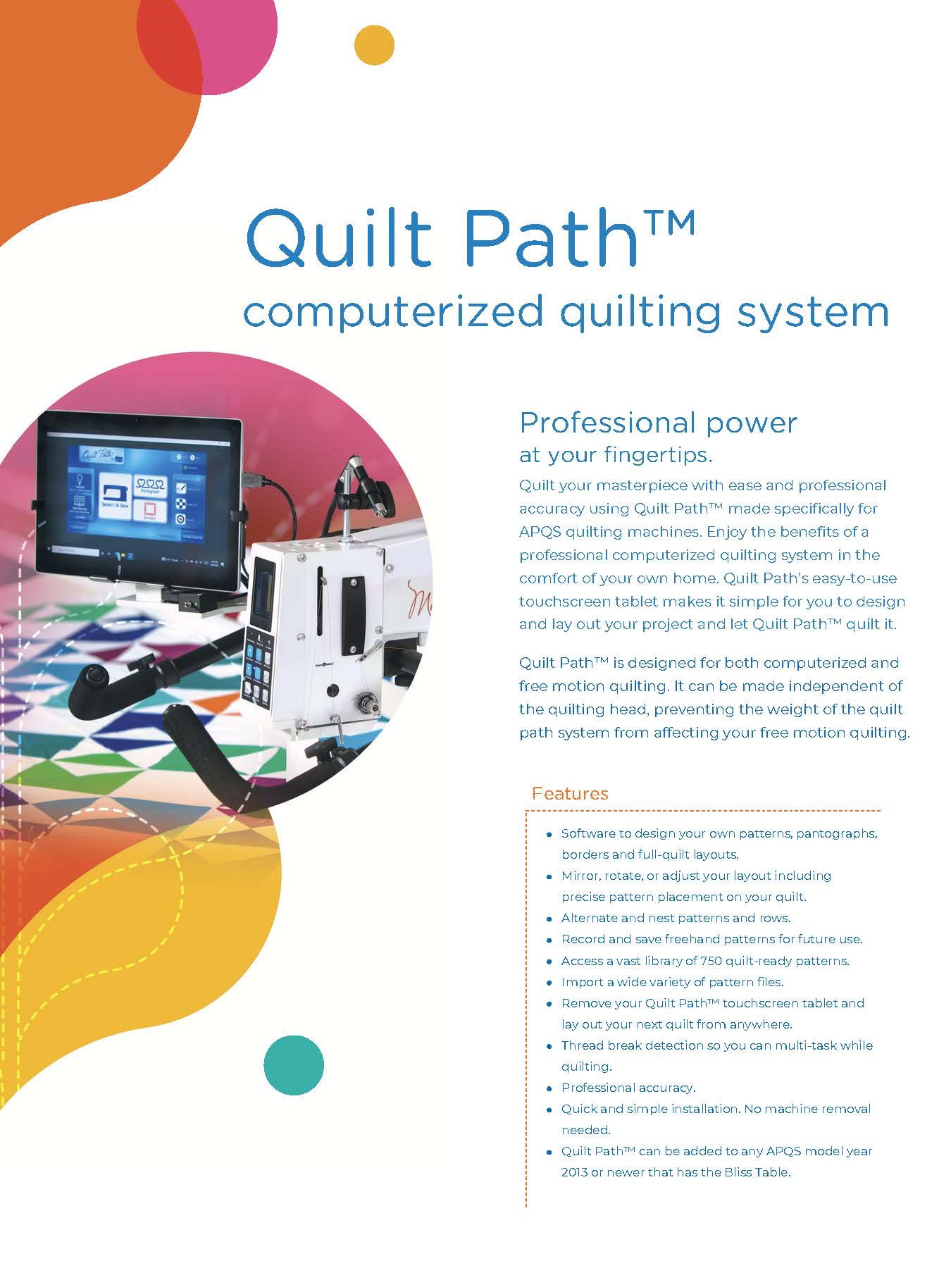 Quilt Path PRO Computerized Quilting System