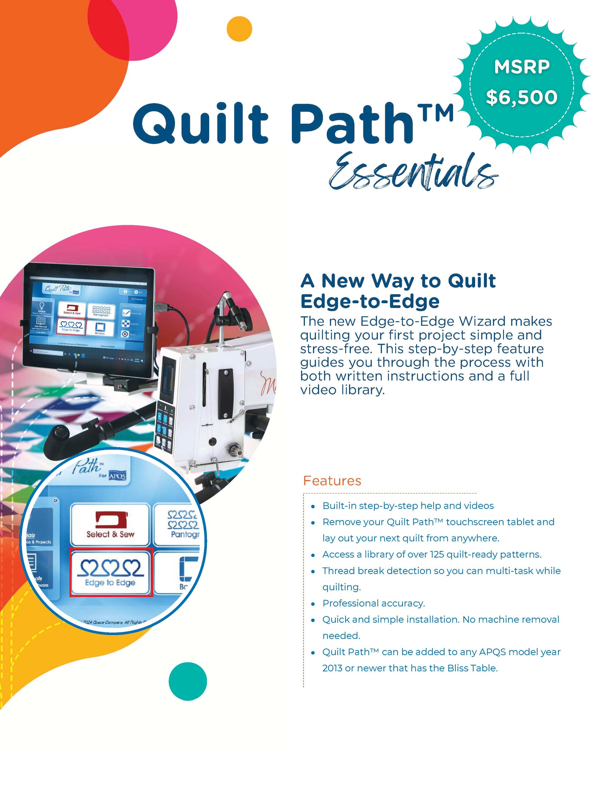 Quilt Path ESSENTIALS Computerized Quilting System