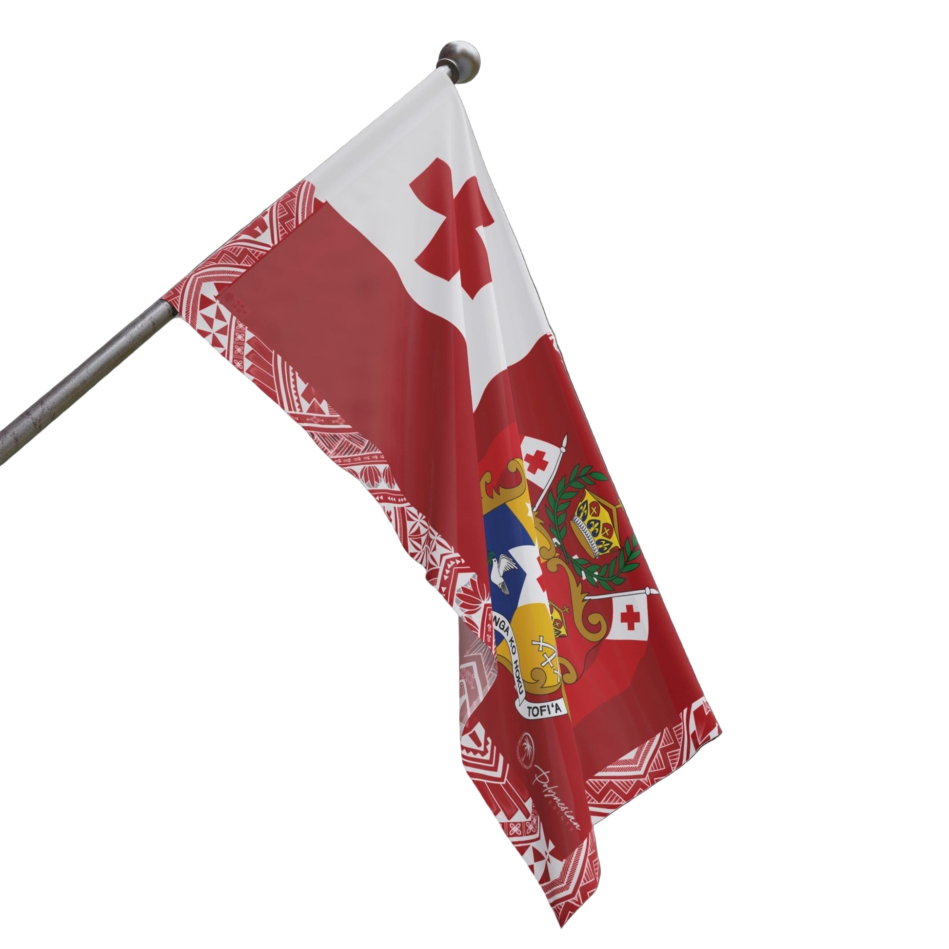 Red Tonga Flag with White Polynesian Tribal Design (60x36)