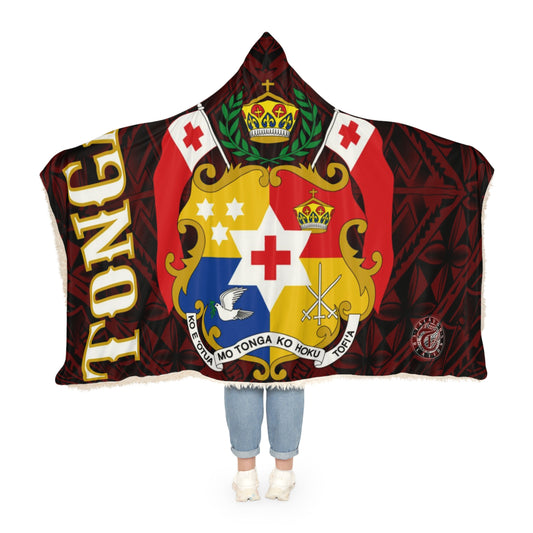 Tongan Maroon Hooded Blanket