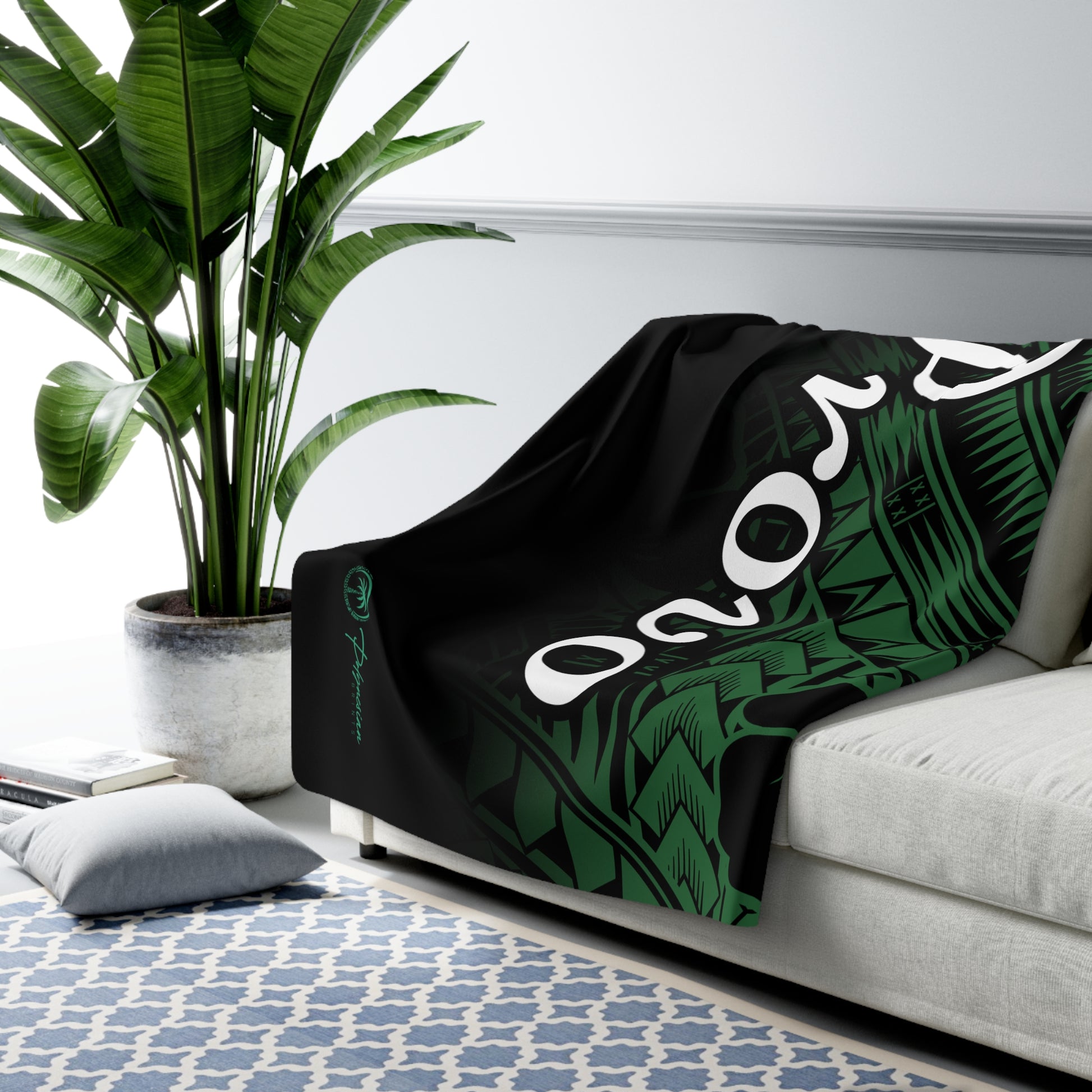 Green & Black Provo Premium Sherpa Blanket (60x80)