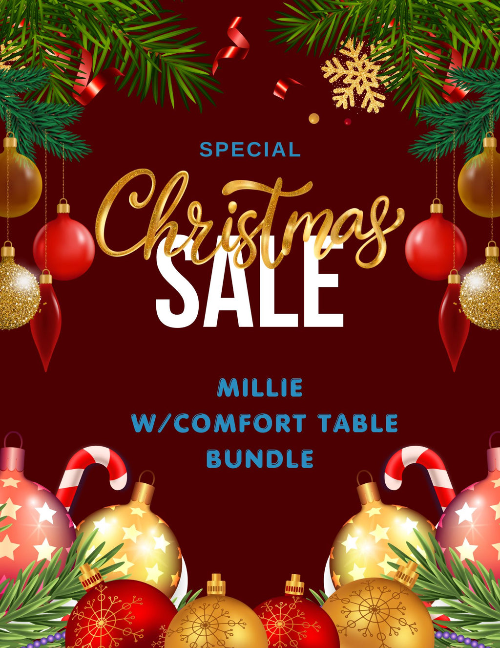**CHRISTMAS SPECIAL! ** Millie on Comfort Table Bundle w/PFA, OHL & Base Expander ***